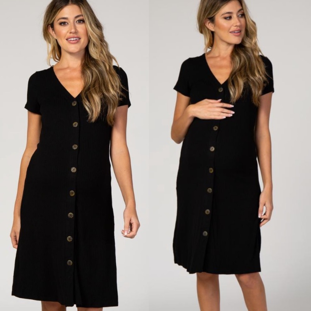 Pinkblush Black Button Down Maternity Dress